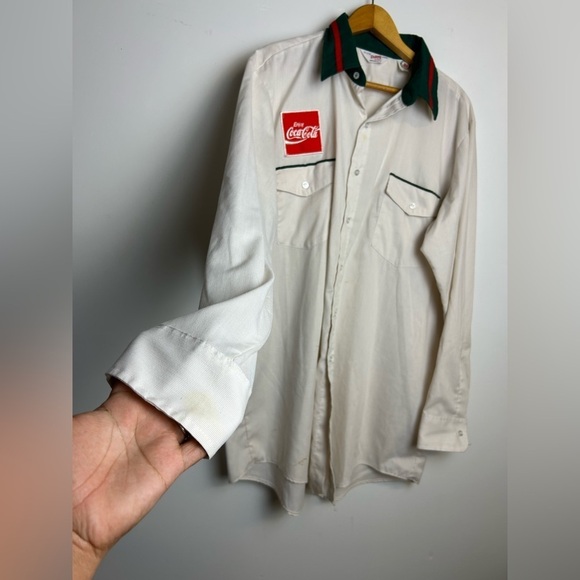 VTG Unitog Union made in USA Coca Cola Shirt Men’s Size 17.5 Button Down collar - Picture 3 of 14